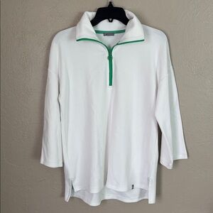 Talbots T by TalbotsTECH PIQUÉ HALF-ZIP PULLOVER White/Green Small